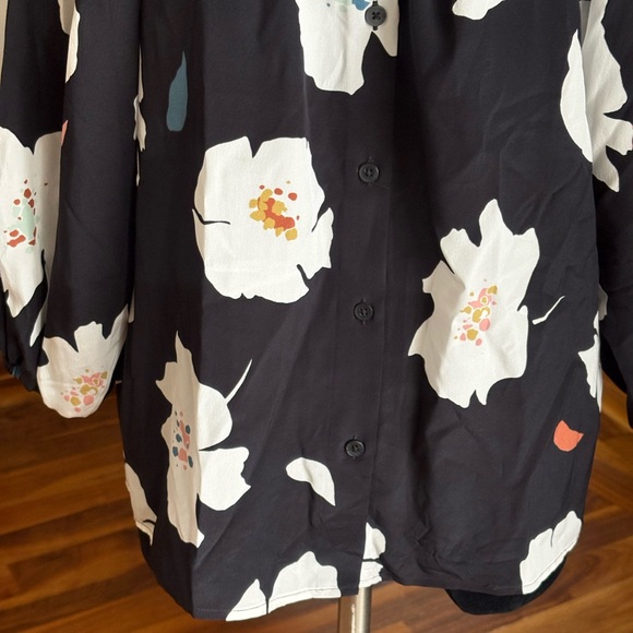 Tucker Classic Silk Blouse - Shadow Flowers - Women's Top, ECU - Picture 8 of 14